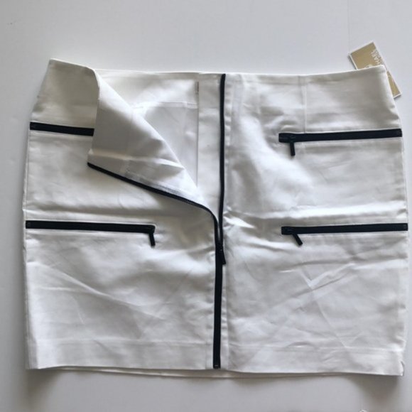 Michael Kors White Short Skirt w zip accents Size 14 - Picture 3 of 10